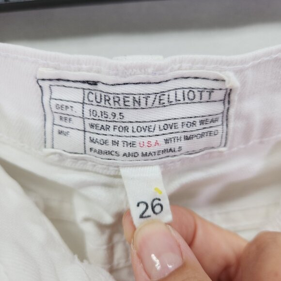 Current Elliott Jeans Womens 26 White Raw Straight High Waist Distressed Denim - Picture 7 of 14
